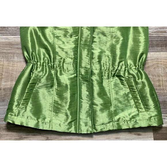 Coldwater Creek Womens Green Sleeveless Shiny Vest Jacket Full Zip Snap Medium - Picture 15 of 16